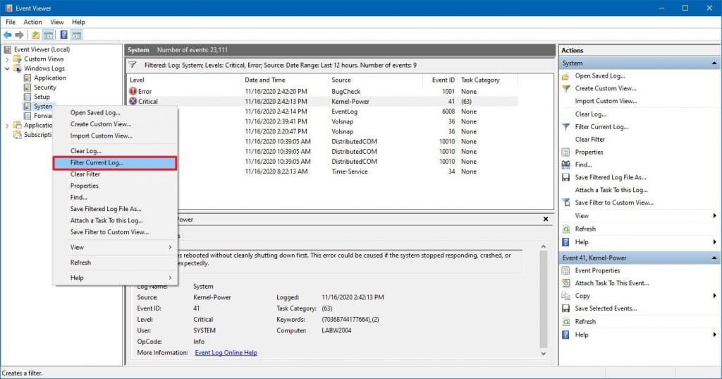 filter-current-log-event-viewer