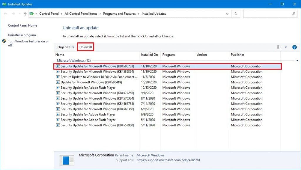 uninstall-update-broken-fix-blue-screen-windows-10
